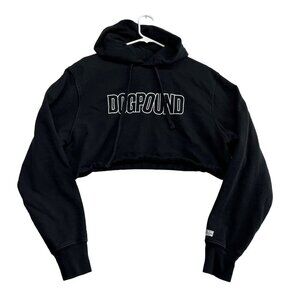Dogpound Womens Essential 2.0 Cropped Hoodie Size L Black Oversized Lightweight